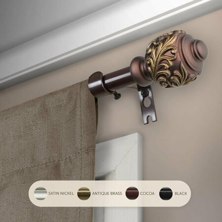 KD ENCIMERA 0.625 in. Aria Curtain Rod with 48 to 84 in. Extension, Cocoa KD3295741